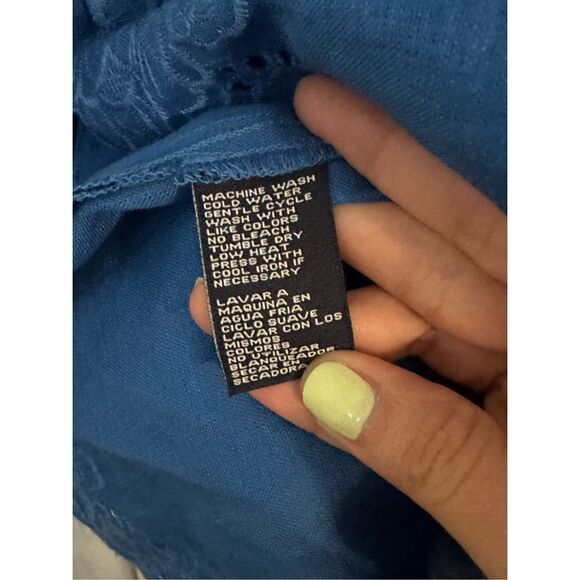 Jones New York 100 % Linen Embroidered Floral Button Down Shirt Blue 3X Plus - Picture 7 of 9